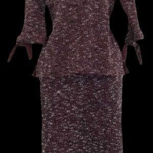 NEW Ann Taylor Stretch Tweed Pencil Skirt & Top 2pc Set ¾ Sleeve Size L